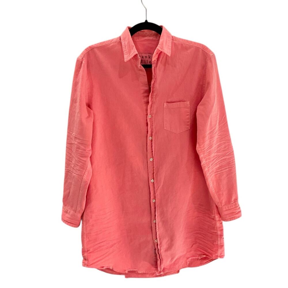 Frank & Eileen Mary Classic Shirtdress Famous Denim Neon Strawberry Size Small - Picture 2 of 13